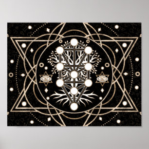 Kabbalah Geometry Ornamry Livets träd Poster