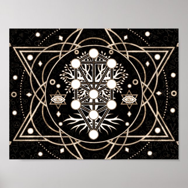 Kabbalah Livets träd Geometry Ornament Poster (Framsidan)