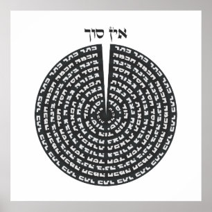 Kabbalistisk skapelse Hebrew Monochromatic Sefirot Poster