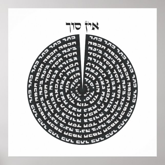 Kabbalistisk skapelse Hebrew Monochromatic Sefirot Poster (Framsidan)
