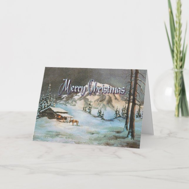 KABBIN MED VINTER KVÄLL NÅGOT AV SHARON SHARPE HELGKORT (Framsida)