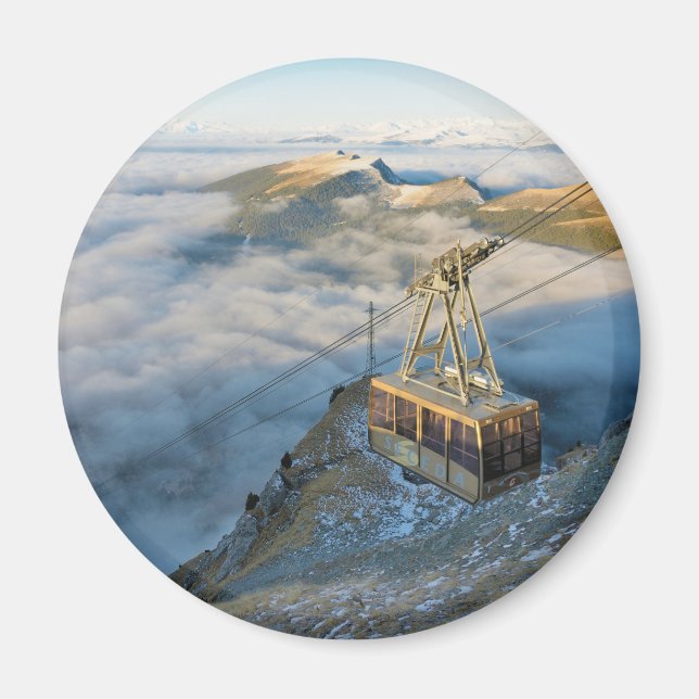 Kabelbil på Mount Seceda i Dolomiterna Magnet (Framsidan)