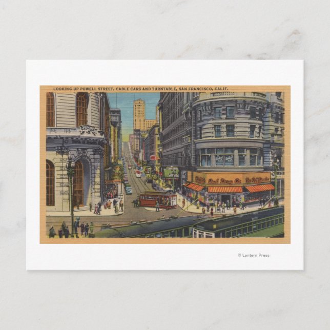 Kabelbilar på marknaden och Powell Street Vykort (Framsida)