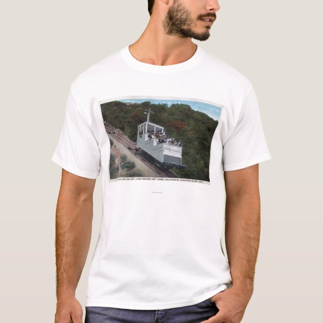 Kabelbilen på sluttning beskådar tee shirt (Framsida)