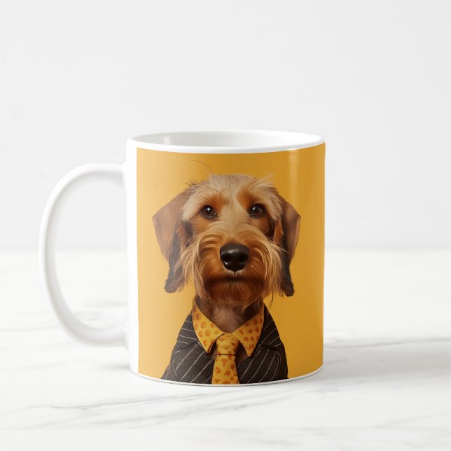 Kabelhårig Dachshung på Gult Kaffemugg (Vänster)