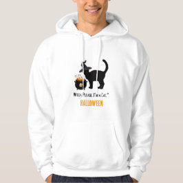 Kabelkatt med en häxhatt i halloween redigerbar hoodie