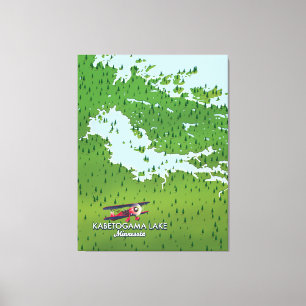Kabetogama sjö, Minnesota, USA Travel karta. Canvastryck