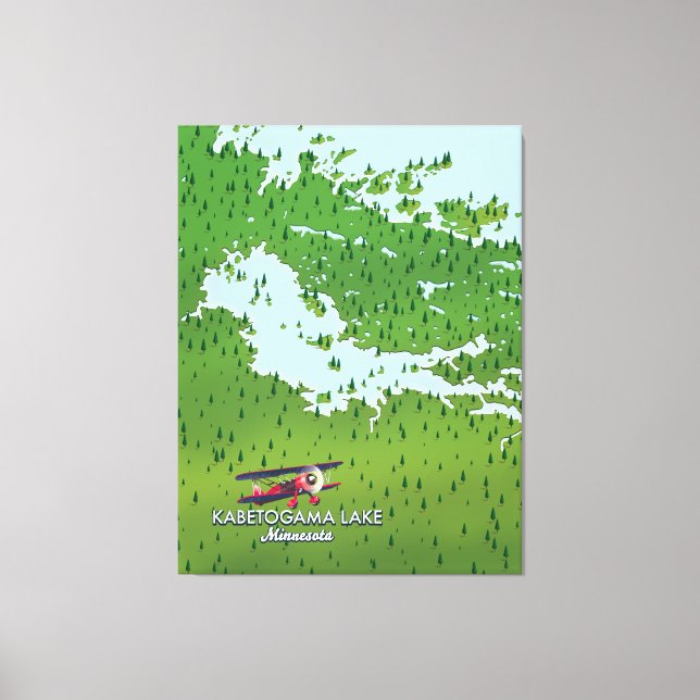 Kabetogama sjö, Minnesota, USA Travel karta. Canvastryck (Framsida)