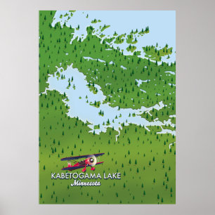 Kabetogama sjö, Minnesota, USA Travel karta. Poster