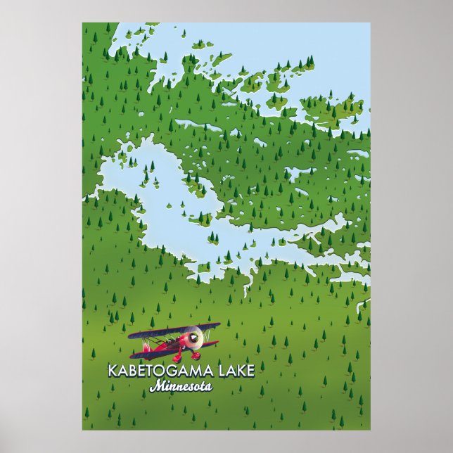Kabetogama sjö, Minnesota, USA Travel karta. Poster (Framsidan)