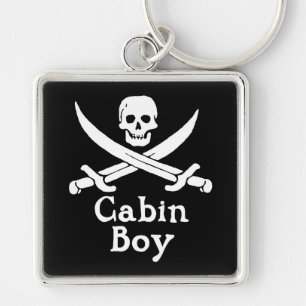 Kabin Boy Keychain Fyrkantig Silverfärgad Nyckelring