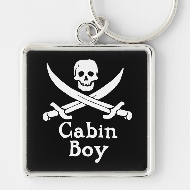 Kabin Boy Keychain Fyrkantig Silverfärgad Nyckelring (Framsidan)