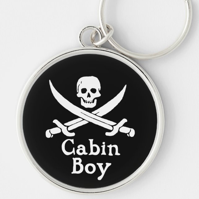 Kabin Boy Keychain Rund Silverfärgad Nyckelring (Framsidan)