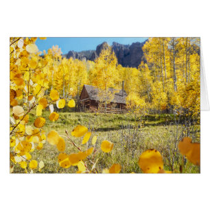 Kabin i aspen hälsningskort