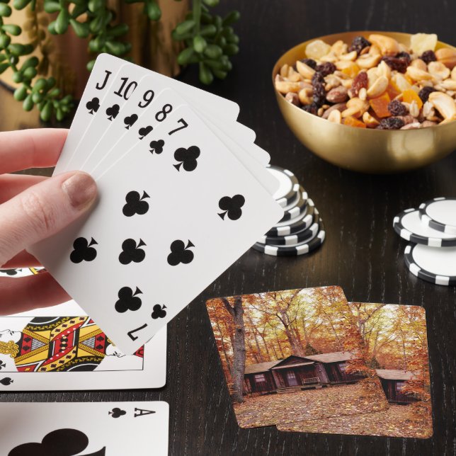 Kabin i Fall Färgad Skogen Casinokort (På plats)