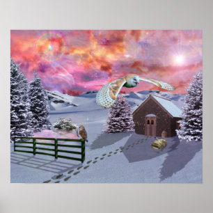 Kabin i snön poster