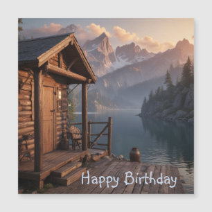 Kabin på Sjö Magnetic Birthday Card