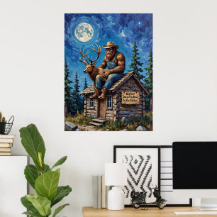 Kabin Top Confidant: Bigfoot och Elk Poster