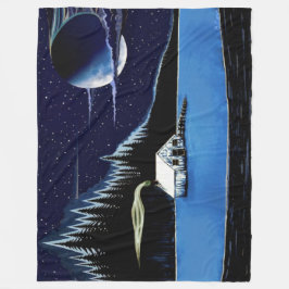 "Kabin vid Sjö" Fleece Blanket-design.