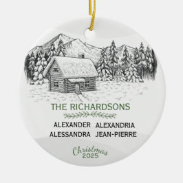 Kabin X 4 för vinterlogg för snö Julgransprydnad Keramik