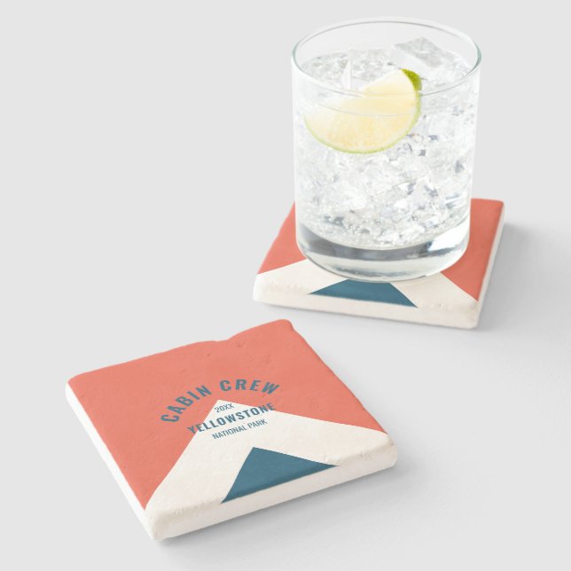 Kabinbesättning Peronalized Destination Retro Red  Stenunderlägg (Sidan)