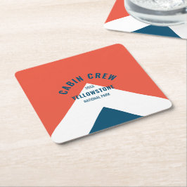 Kabinbesättning Peronalized Destination Retro Red  Underlägg Papper Kvadrat