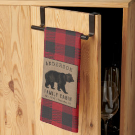 Kabinburin Bear Red Buffalo Play Burlap Kökshandduk