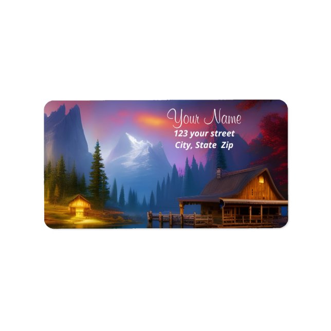 Kabinen i överdelen N Måne Adressetikett (Framsidan)