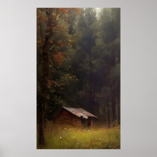 Kabinen i Skogen - Färgfärg Poster