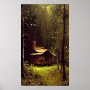 Kabinen i Skogen - Färgfärg Poster