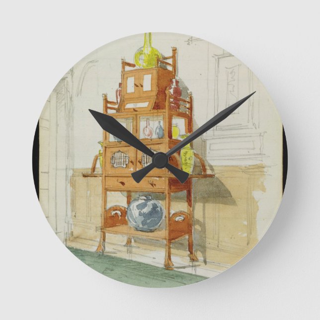 Kabinett utställning, c.1860s-70s (w/c & rita på p rund klocka (Framsida)