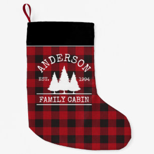 Kabinfamiljen Namn Red Buffalo Pached Liten Julstrumpa