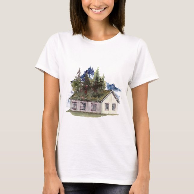 Kabinfot till bergen t shirt (Framsida)