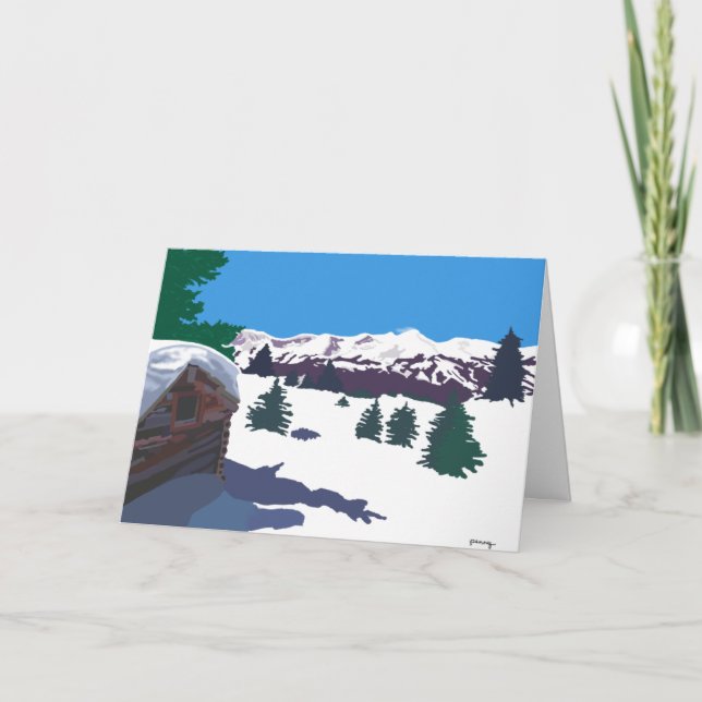 Kabinkort för vinterlogg helgkort (Framsida)