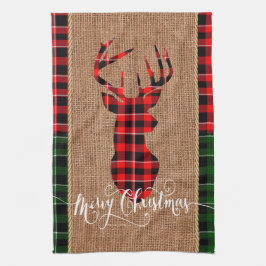 Kabinstil - ett plädhjorthuvud på Burlap & pläd Kökshandduk