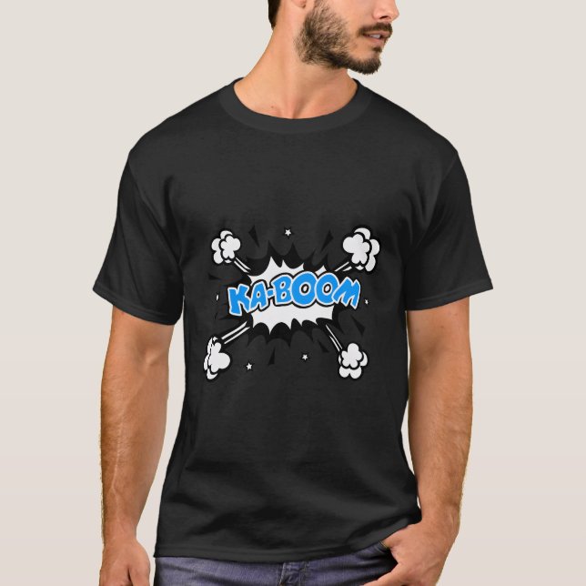 Kaboom Bang Pow Tecknad Bok Explosion Tal Bubble T Shirt (Framsida)
