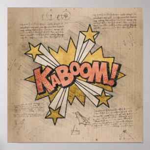 KABOOM! Vintage Tecknad Bok Steampunk Pop Art Poster