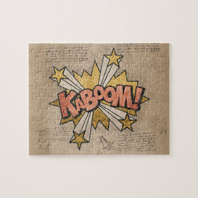 KABOOM! Vintage Tecknad Bok Steampunk Pop Art Pussel (Horisontell)