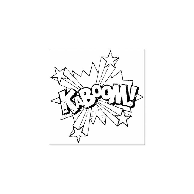 KABOOM! Vintage Tecknad Bok Steampunk Pop Art Stämpel (Tryck)