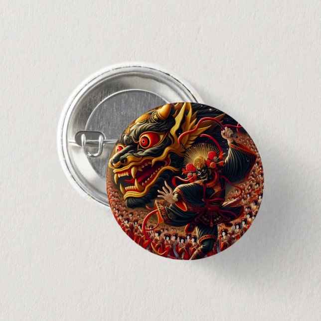 Kabuki Dragon Button Knapp (Framsida & baksida)