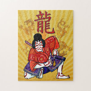 Kabuki Japansk Actor Folk Art Pussel