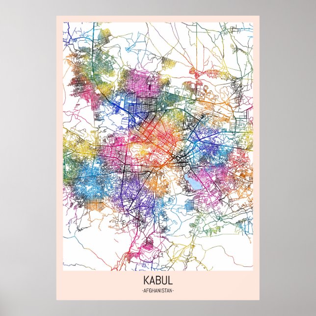 Kabul Afghanistan City Karta Poster (Framsidan)