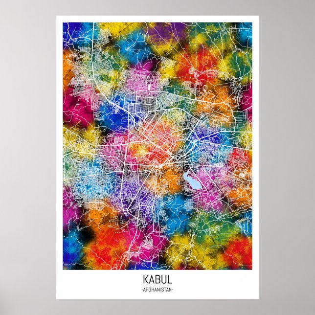Kabul Afghanistan City Karta Poster (Framsidan)