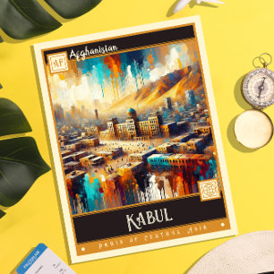 Kabul, Afghanistan Måla Vintage Vykort
