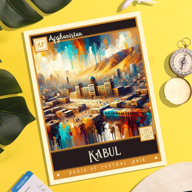 Kabul, Afghanistan | Måla Vintage Vykort (Skapare uppladdad)