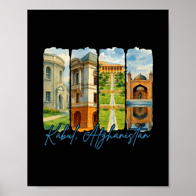 Kabul Afghanistan Resande Älskare Tripp Penseldrag Poster (Framsidan)