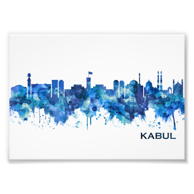 Kabul Afghanistan Skyline Blue Fototryck (Framsidan)