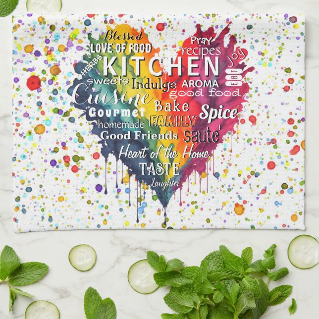KAC-Kitchen Ord och Terms Heart Kitchen Towel Kökshandduk (Vikta)