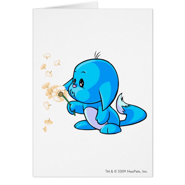 Kacheek blått hälsningskort (Framsidan)