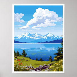 Kachemak Bay Alasaka Travel Vintage Illustration Poster